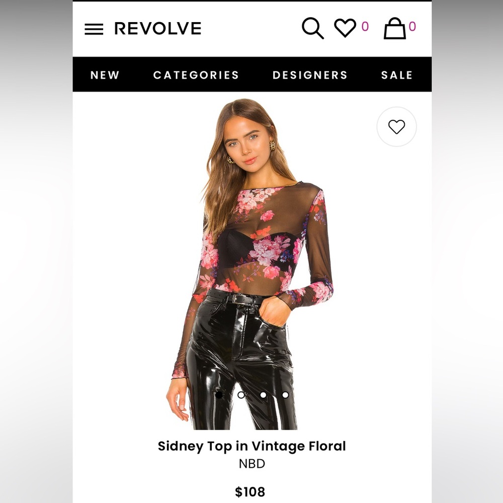Revolve:NBD Sidney Top in Vintage Floral. Size Large